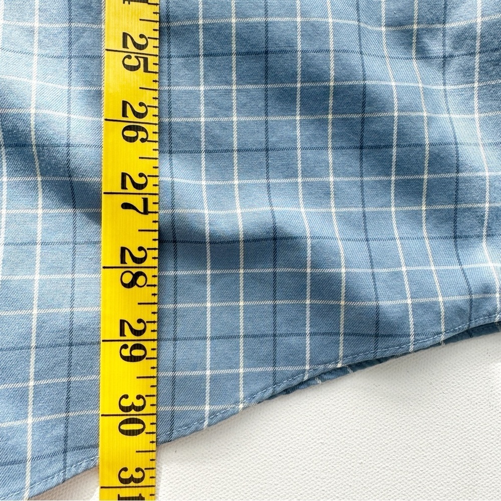 LL Bean Mens Large Button Down Shirt Wrinkle Free Blue Plaid Long Sleeve - Picture 7 of 7